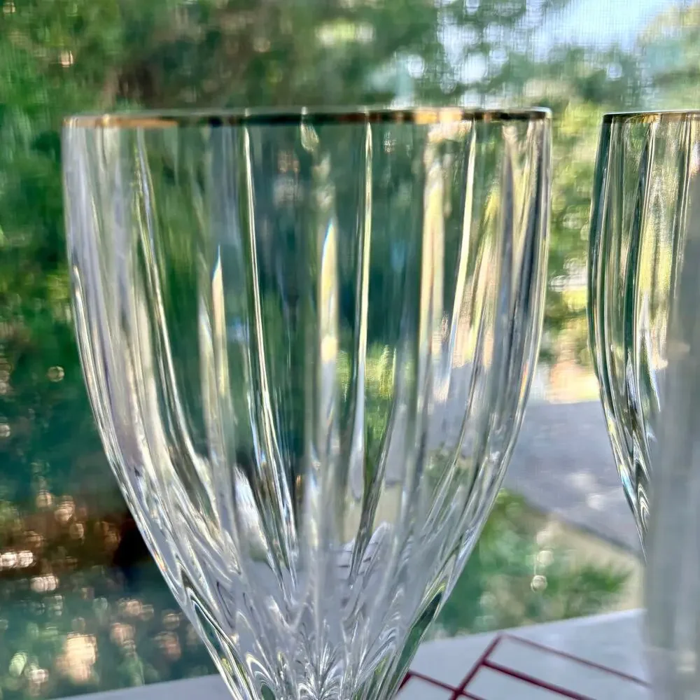 Vintage Mikasa Golden Tiara Crystal Iced Tea Goblets Gold Rim Set of 4